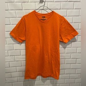 CSG men short sleeve v-neck orange shirt/SIZE M